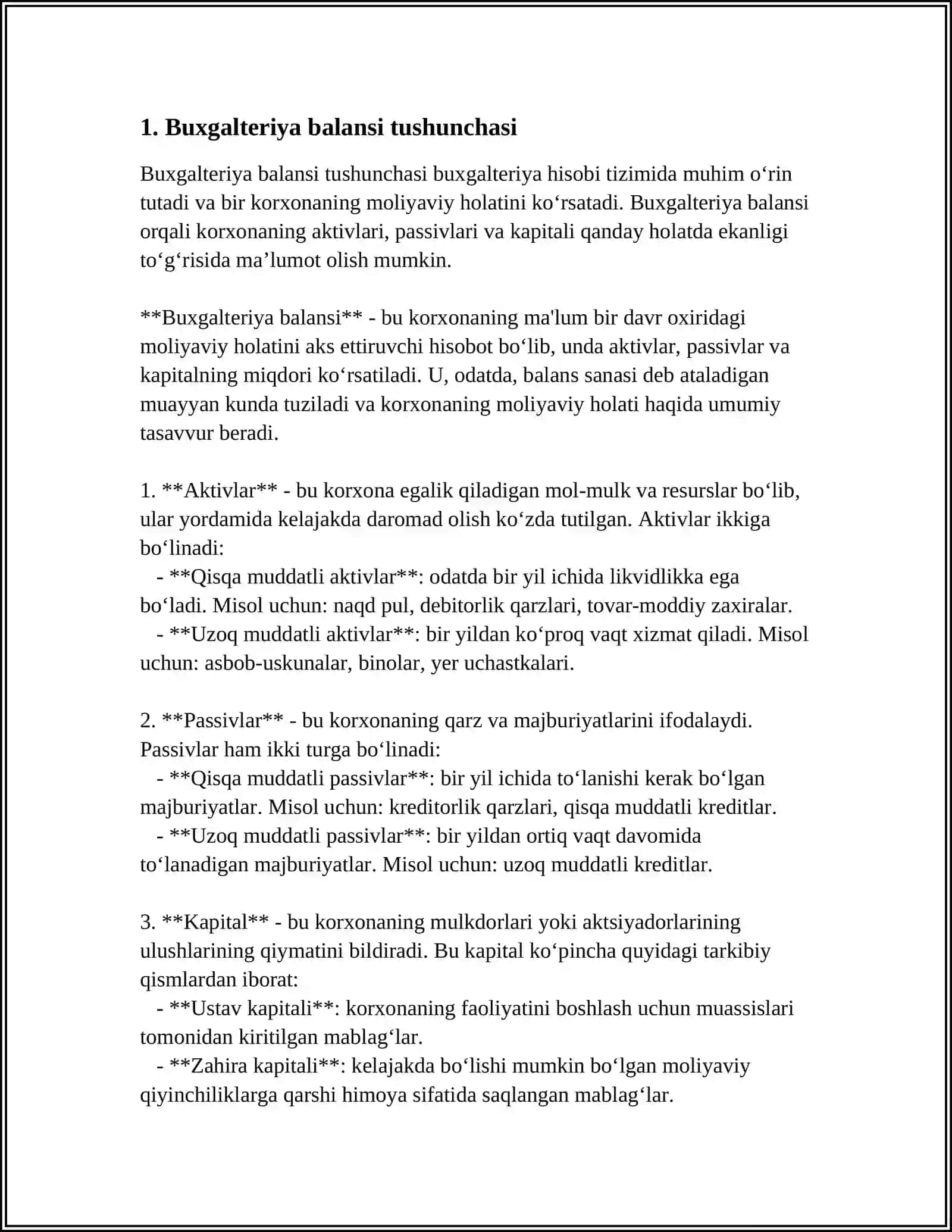 BUXGALTERIYA BALANSI, UNING TUZILISHI HAMDA TURLARI 4