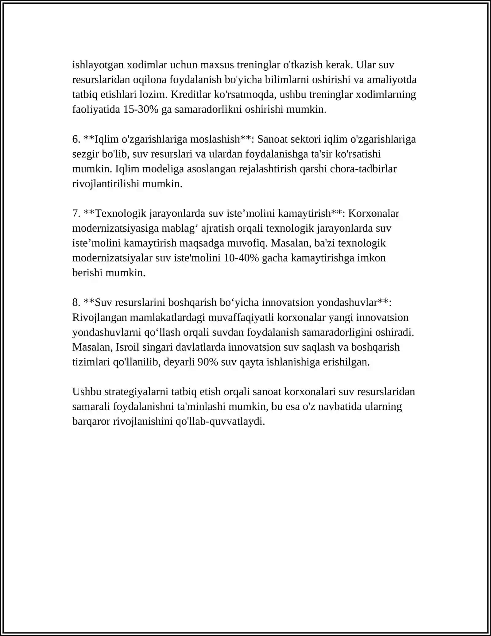 Sanoat Korxonalarida Suvdan Faydalanish 4