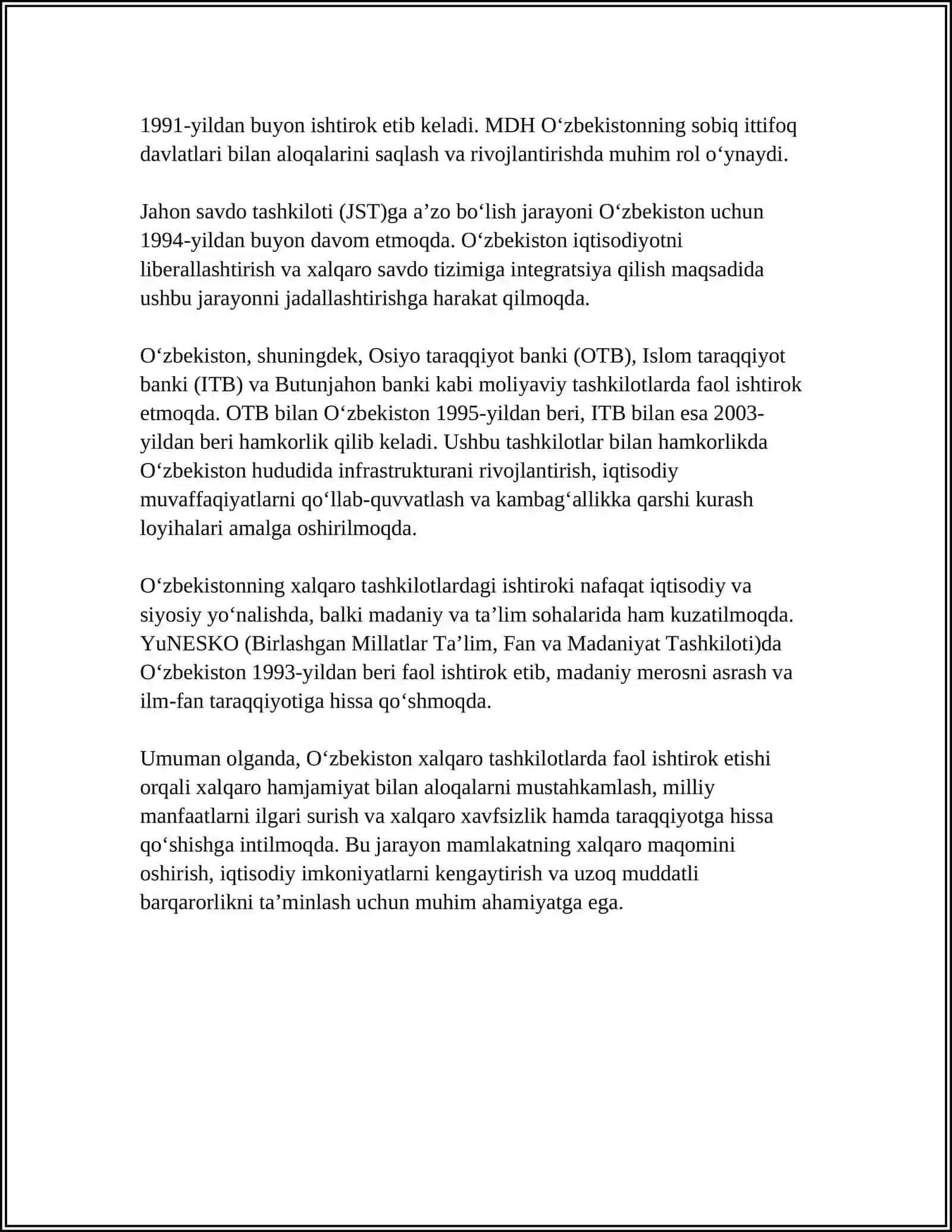 O'zbekiston va jahon hamjamiyati 4