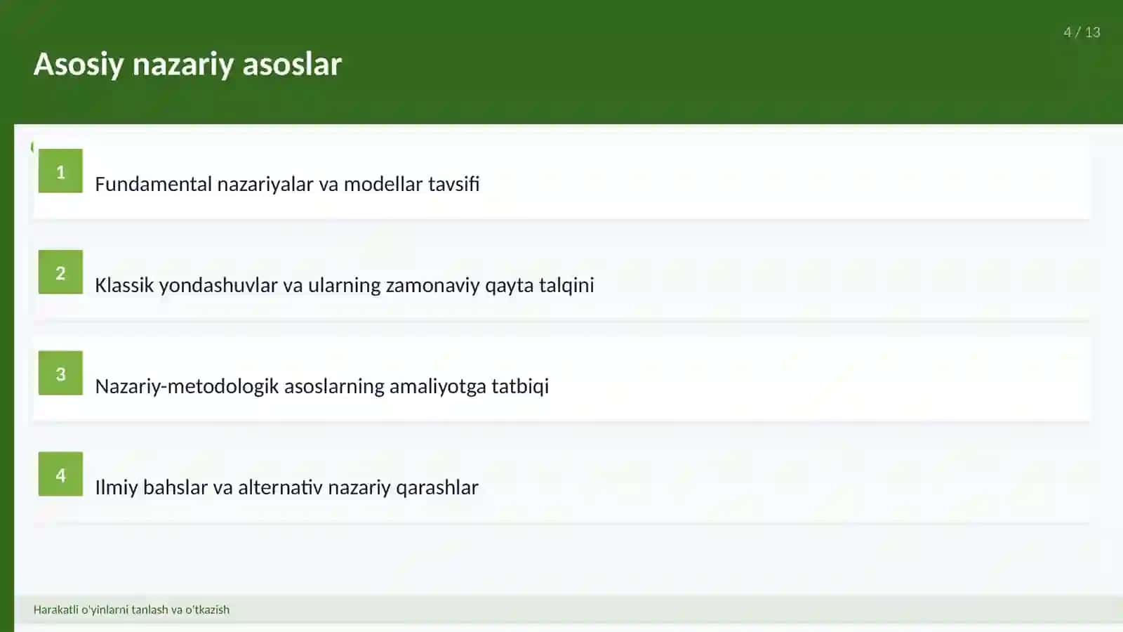 Harakatli o'yinlarni tanlash va o'tkazish 4