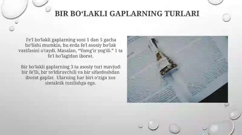 Bir Boʻlakli Gaplarning Turlari 4