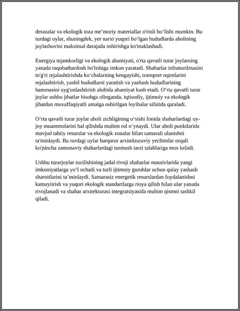 OʻRTA QAVATLI TURAR JOYLARNI TIPOLOGIYASI 4