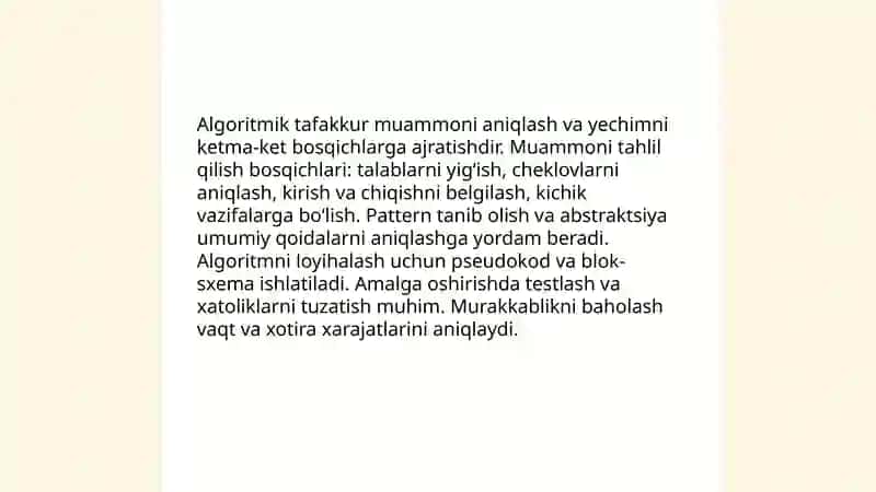Dasturlash asoslari va algoritmik tafakkur 4