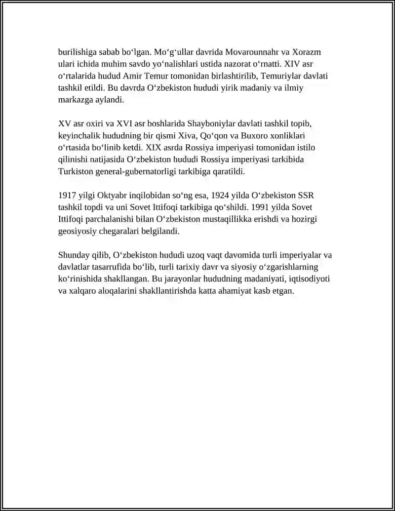 O'ZBEKISTON RESPUBLIKASI TARIXIY GEOGRAFIYASI 4