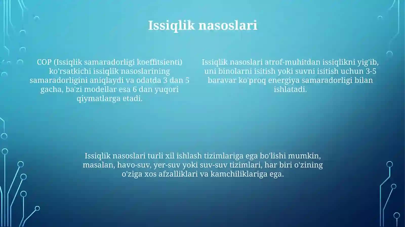 Issiqlik va sovutish mashinalari turlari va ularning ishlash Prinsiplarini o'rganish 4