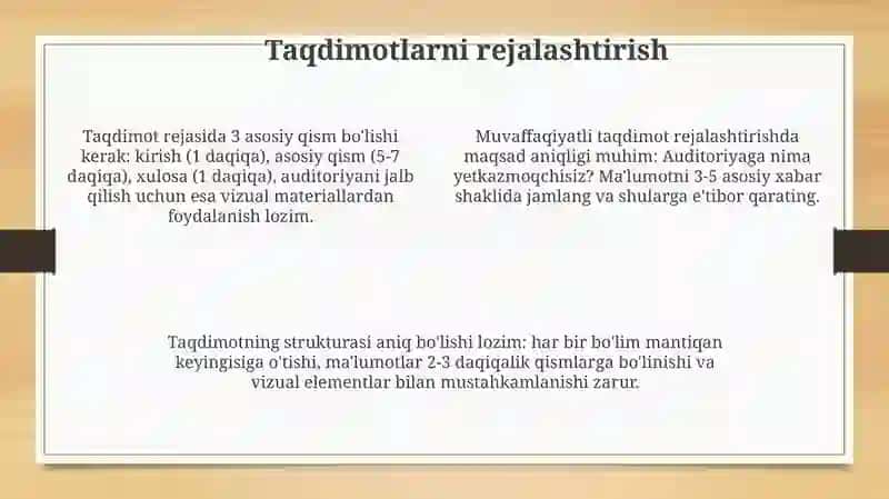 Taqdimot tayyorlash va amaliyotlar 4