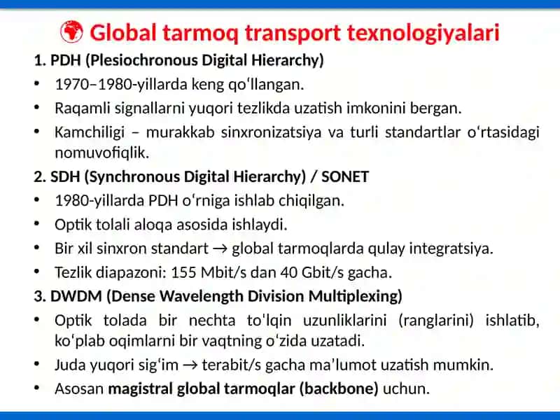 Globaltarmoqning transport texnologiyalari 4