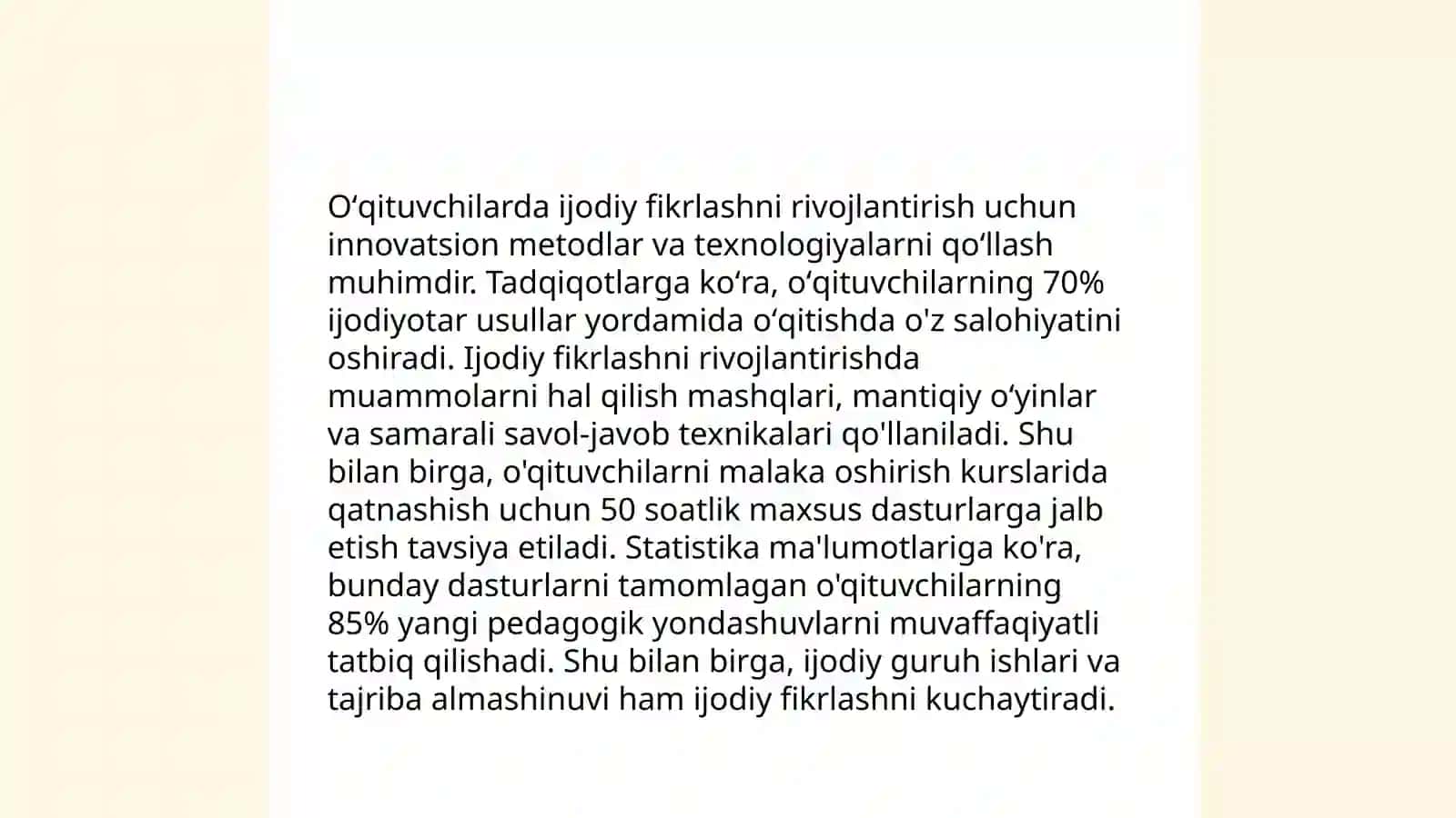 Kreativlikni rivojlantirish omillari 4
