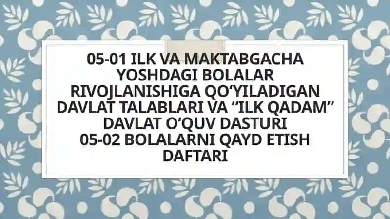 Ilk qadam dasturidagi maktabgacha bolgan bolaning rivojlanish xaritasi 4