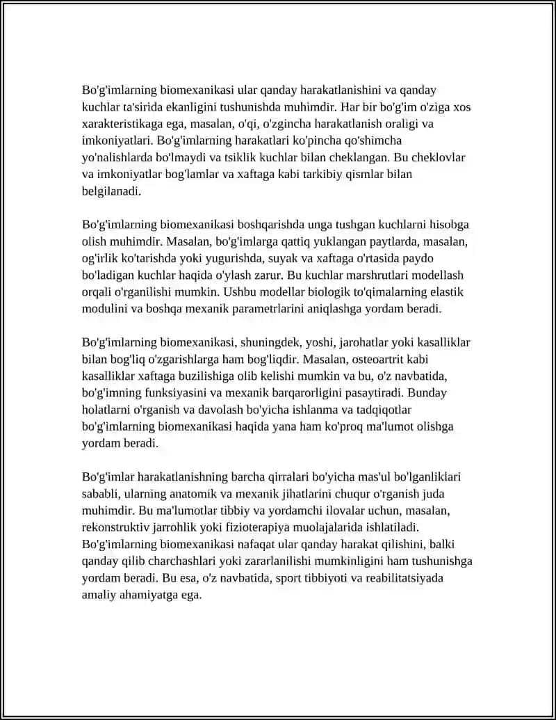 BO‘G‘IMLARNING BIOMEXANIKASI 1-KURS 4