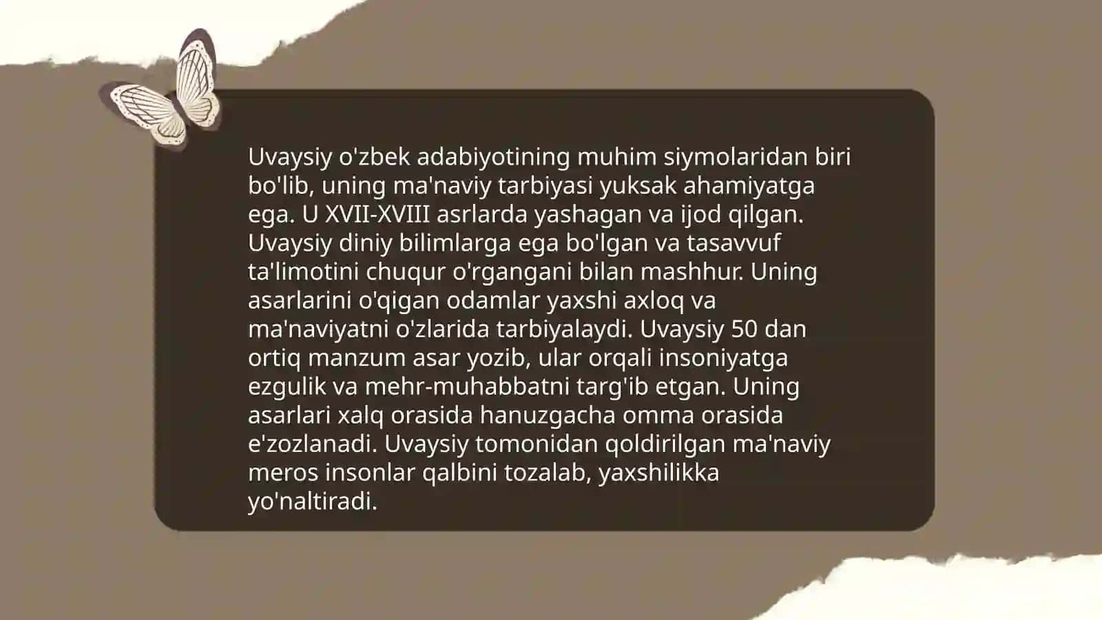Uvaysiy hayoti va ijodi 4