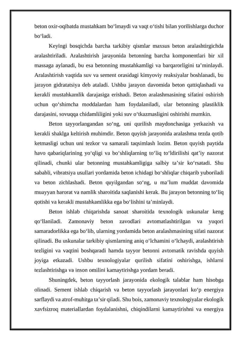 Betonlar haqida umumiy ma'lumot. 4