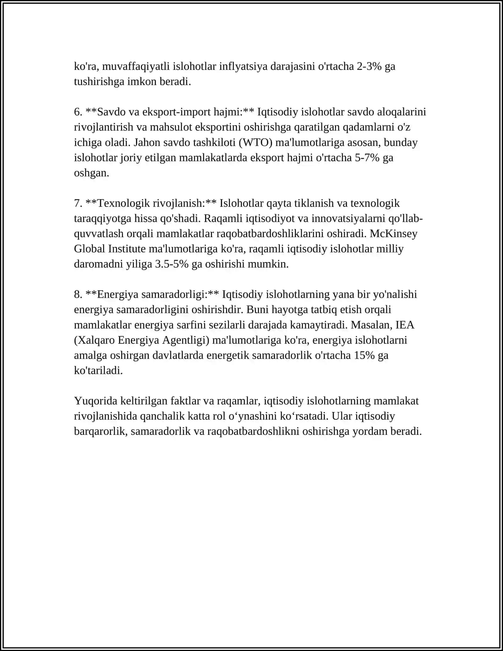 IQTISODIY ISLOHOTLAR, XUSUSIY MULKCHILIKNING SHAKLLANISHI. O‘ZBEKISTONDA BOZORO MUNOSABATLARINING RIVOJLANISHI 4
