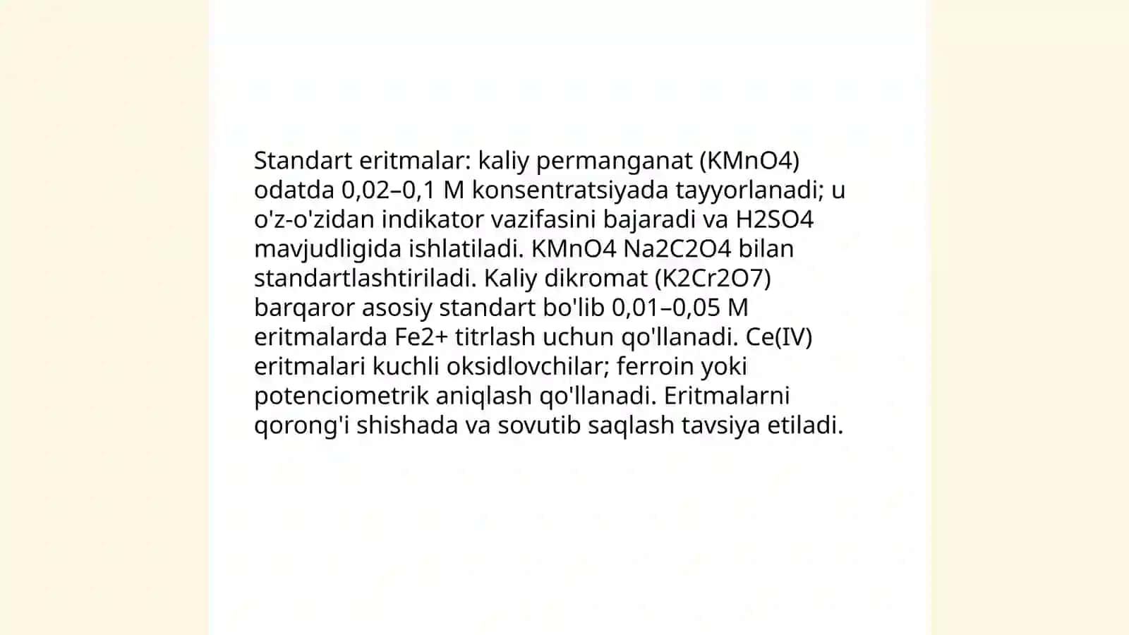 Oksidametriya usulining ishlatilishi 4