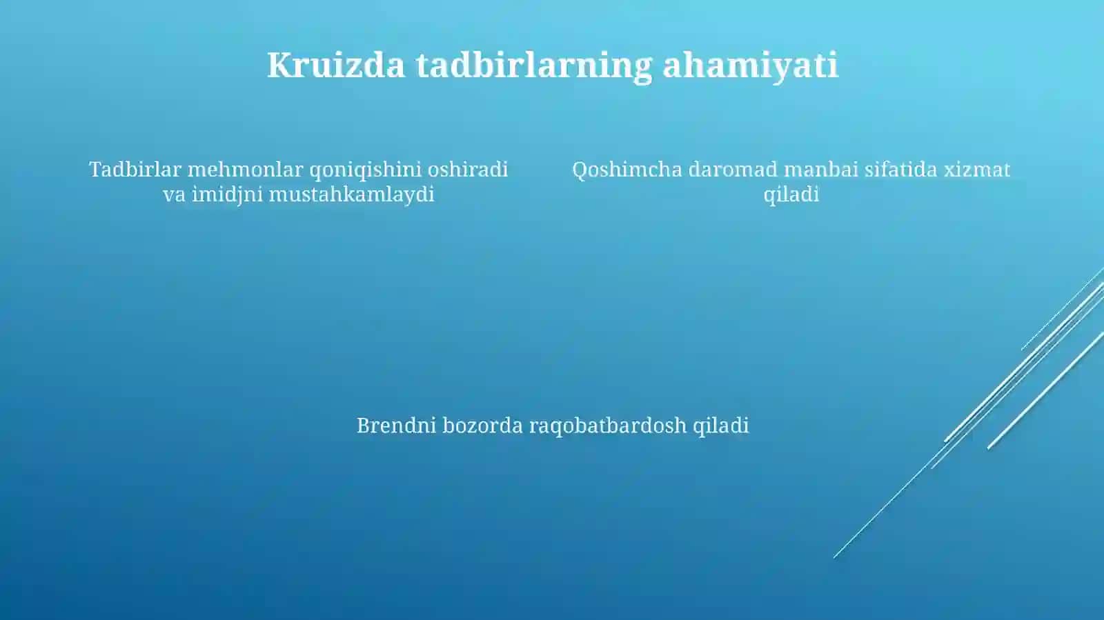 Kruiz mexmonxonalarda tadbir tashkil qilish 4