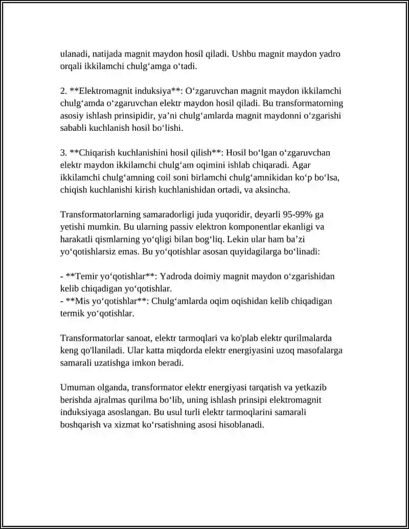 TRANSFORMATORLAR VA ULARNI ISHLASH PRINSPLARI 4