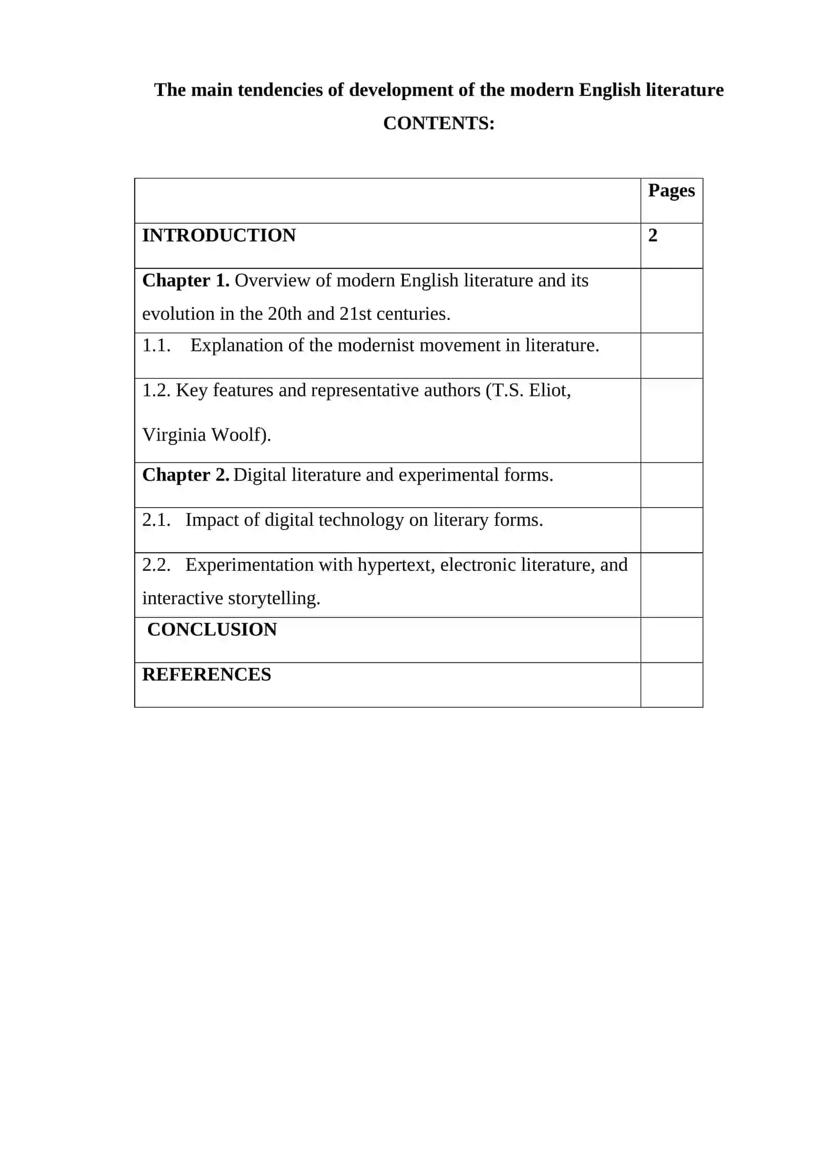 THE MAIN TENDENCIES OF DEVELOPMENT OF THE MODERN ENGLISH LITERATURE 4