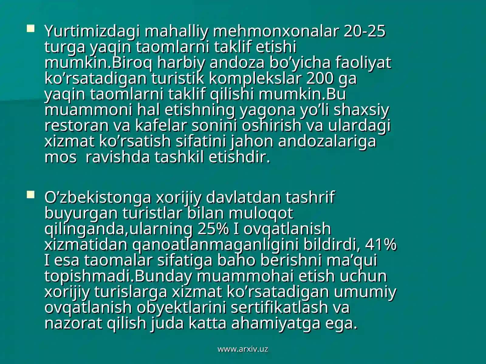 Turizm sohasidagi muammolar va ularni bartaraf etish 4