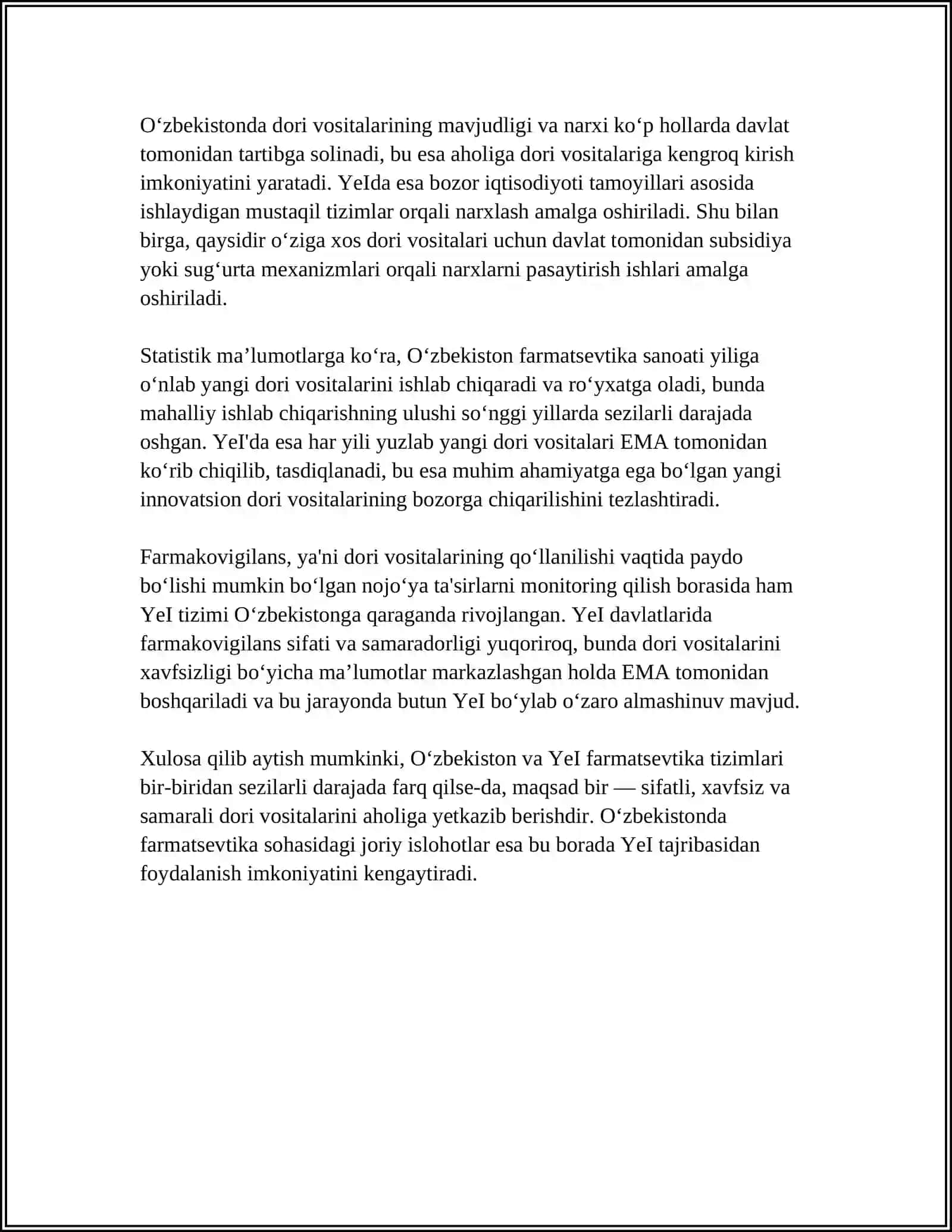 O'ZBEKISTON VA YEVROPA ITTIFOQIDAGI FARMASEVTIKA TIZIMI 4