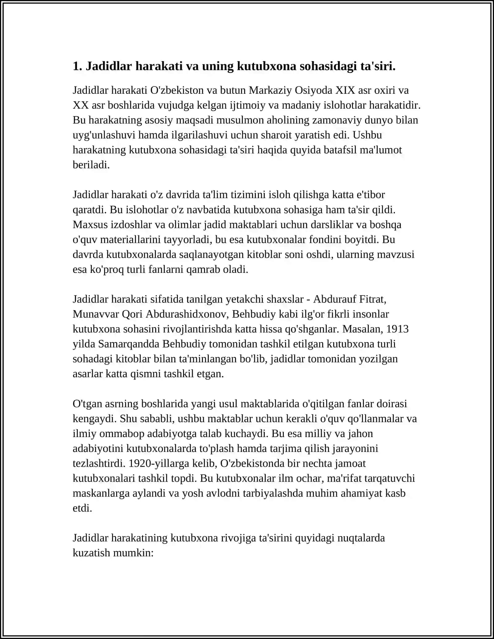 Jadidlar Harakati va Kutubxona Sohasi 4
