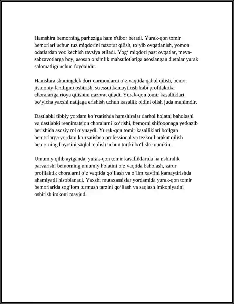 YURAK QON TOMIR KASALLIKLARIDA HAMSHIRALIK PARVARISHI 4