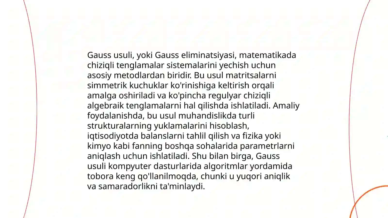 Chiziqli tenglamalar sistemasini ishlashning usullari 4