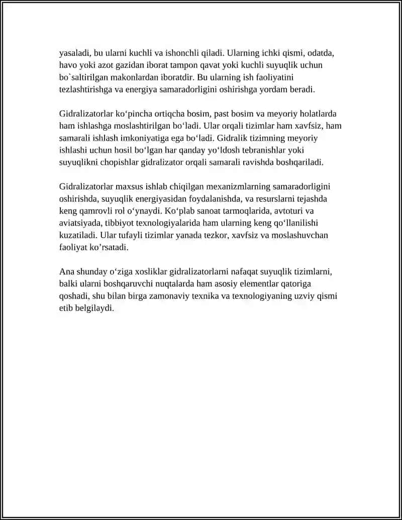 MUSTAQIL ISH Mavzu: GIDRALIZATORLAR 4