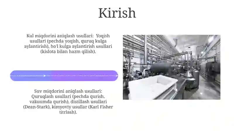 Suvi va kul miqdorini aniqlash usulları 4