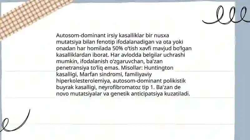 Monogen (yagona gen) irsiy kasalliklar 4