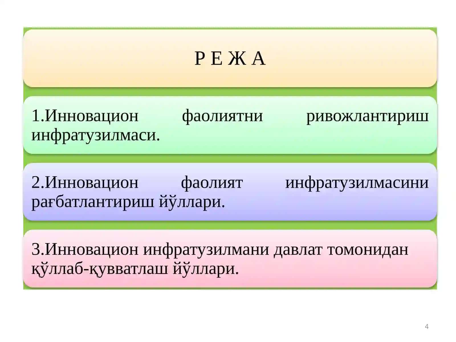 Инновацияларни ташкил этиш 4