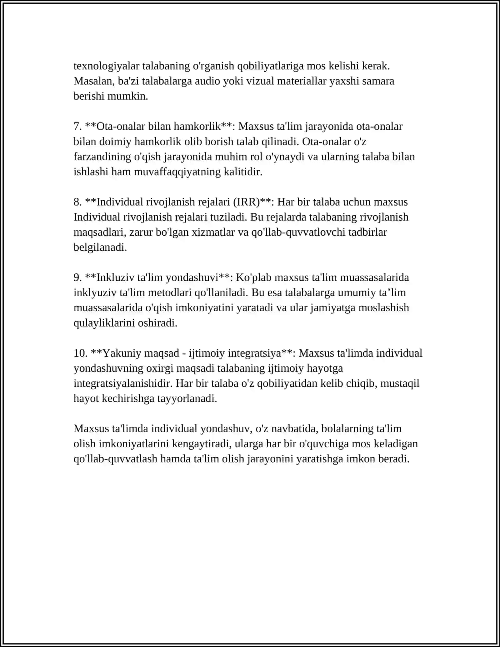 MAXSUS TA'LIMDA INDIVIDUAL YONDASHUVNING O'RNI 4