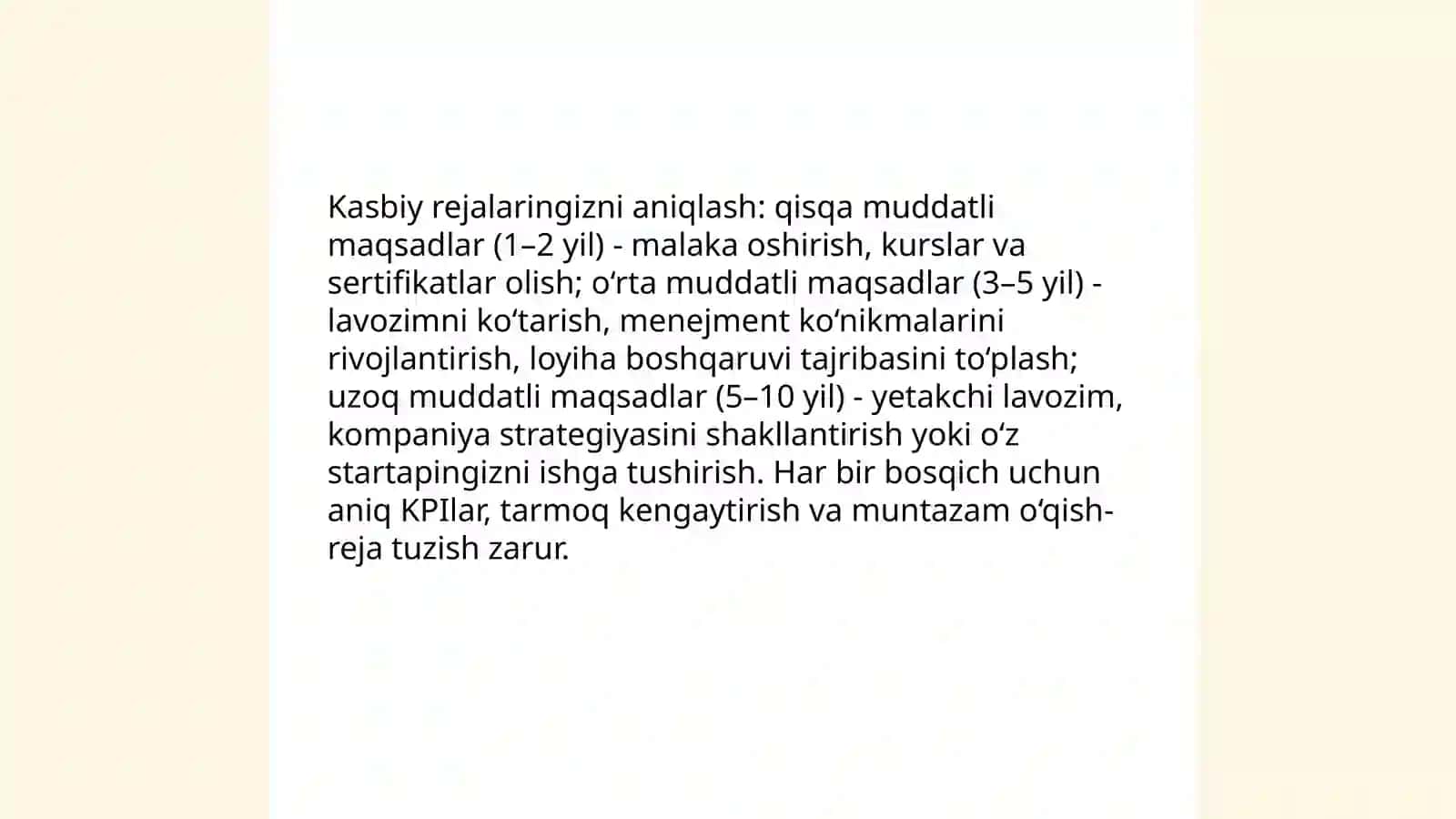 Kelajak rejalari va shaxsiy maqsadlar 4