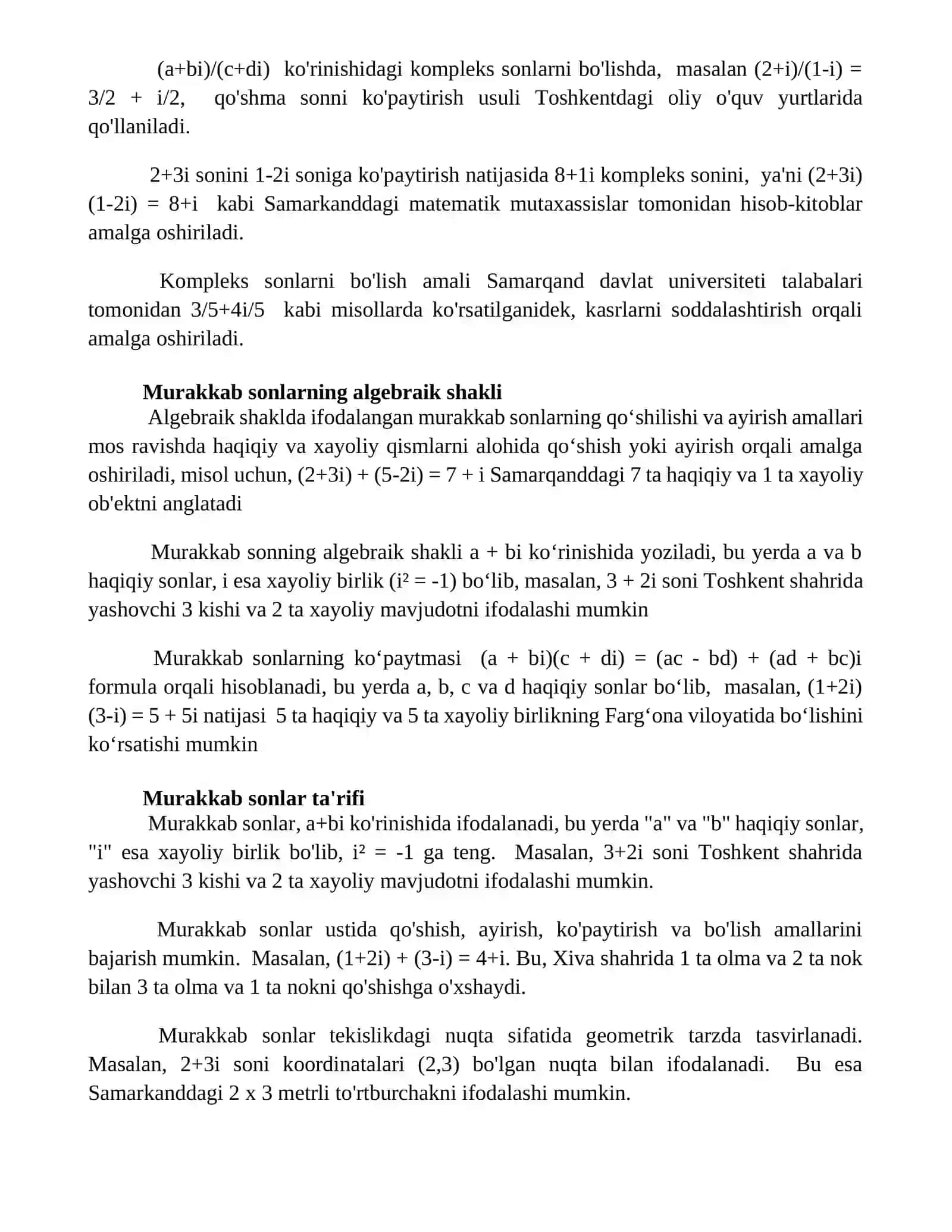 Murakkab sonlar va ular ustida amallar 4