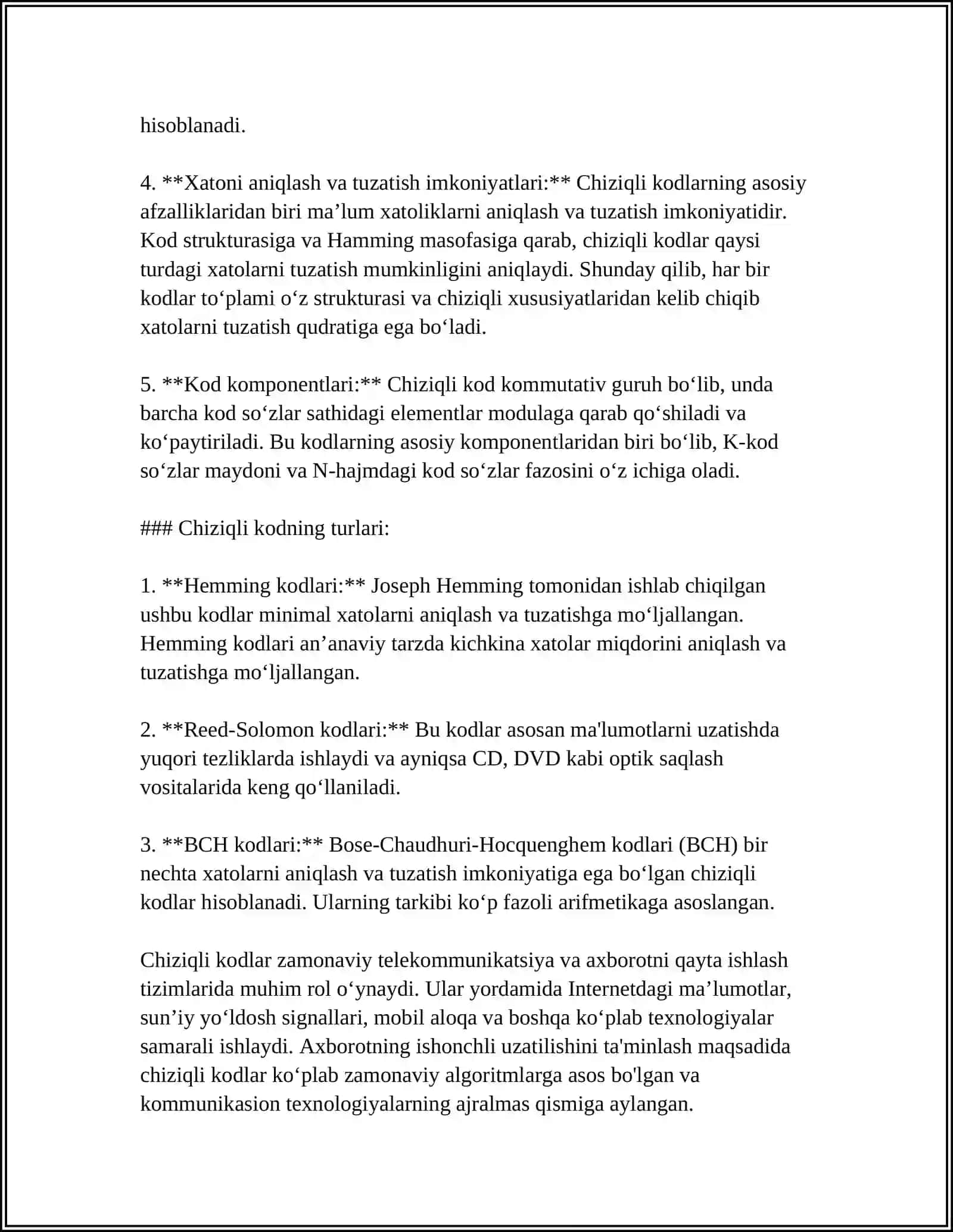 CHIZIQLI VA BLOKLI KODLAR 4