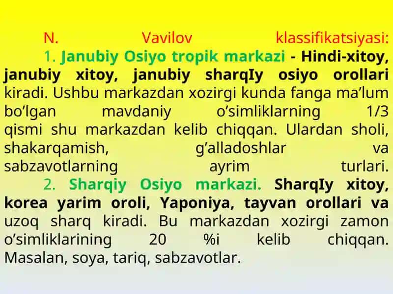 Uy tirik organizmlarining kelib chiqish markazlari 4