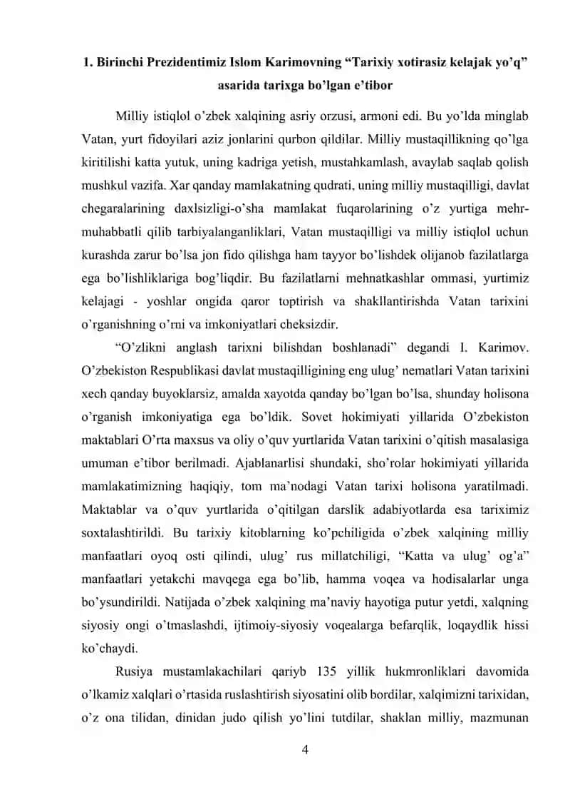 "Tarixiy xotirasiz kelajak yo’q" 4