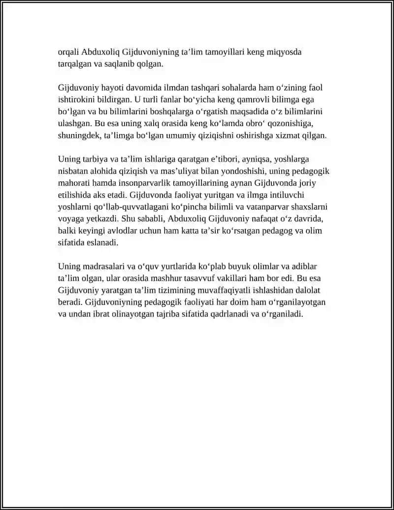 ABDUXOLIQ GIJDUVONIY HAQIDA UMUMIY PEDAGOGIKAGA BOGLIQLIK TOMONINI PREZINTATSIYA QILIB BEROLASANMI 4
