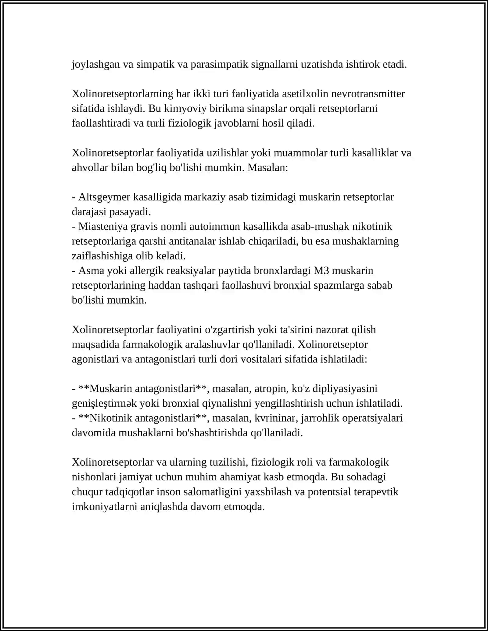 XOLINORETSEPTORLARGA TASIR ETUVCHI VOSITALAR 4