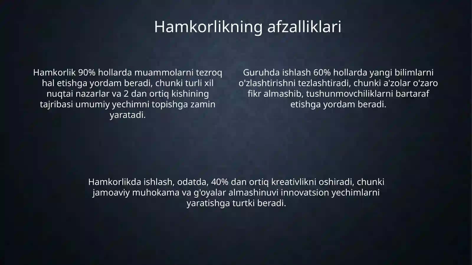 Boshqalar bilan ishlash hamkorlikda oʻrganish 4