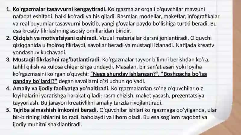 Ko‘rgazmalar va ularning ta'lim jarayonidagi tutgan o‘rni 4