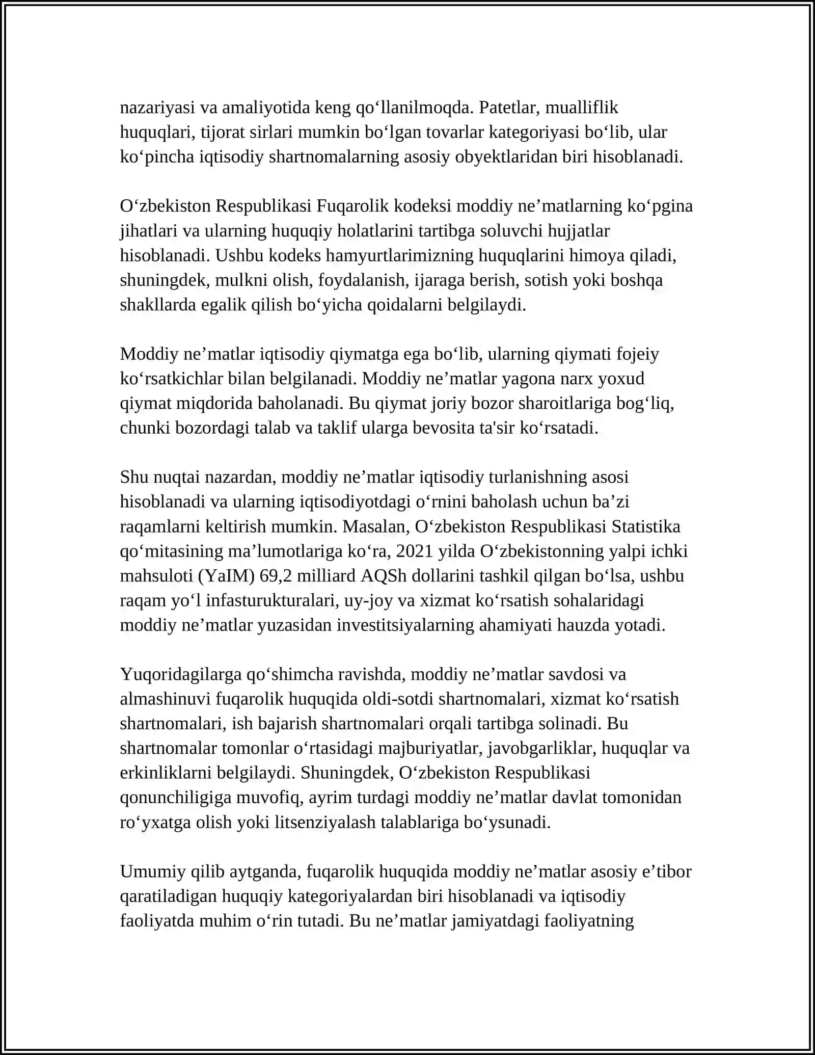 FUQAROLIK HUQUQIDA MODDIY NE'MATLAR 4
