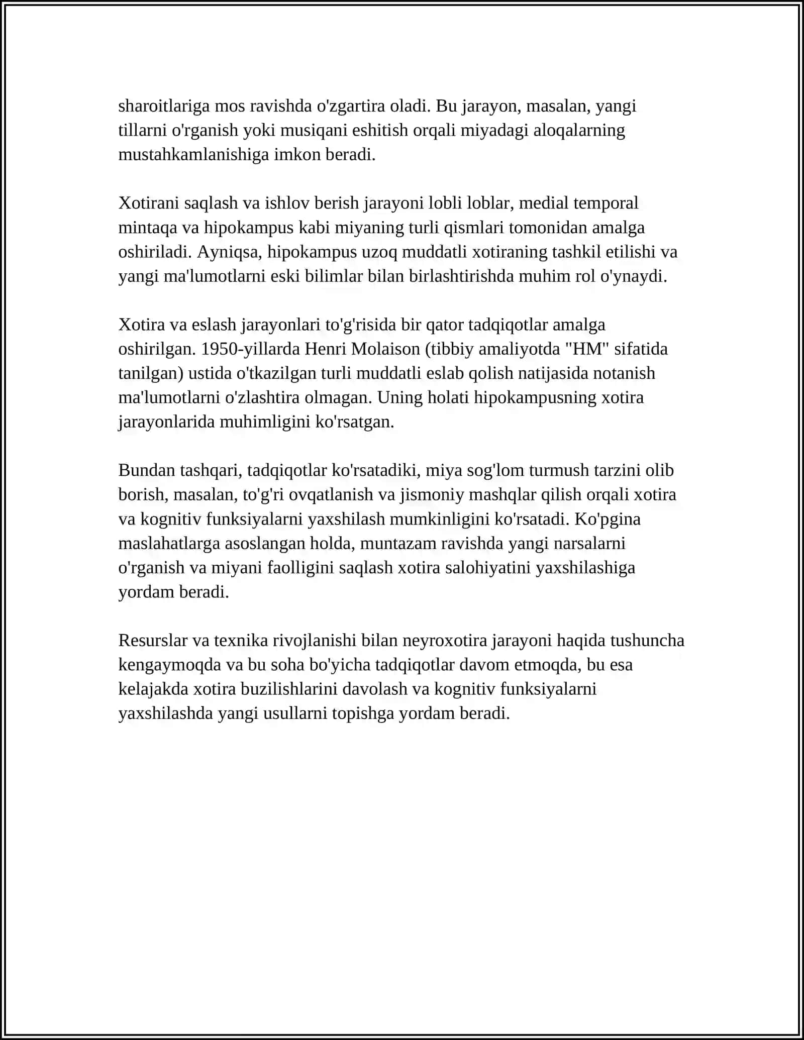 Xotira Mustaqil Ish 4