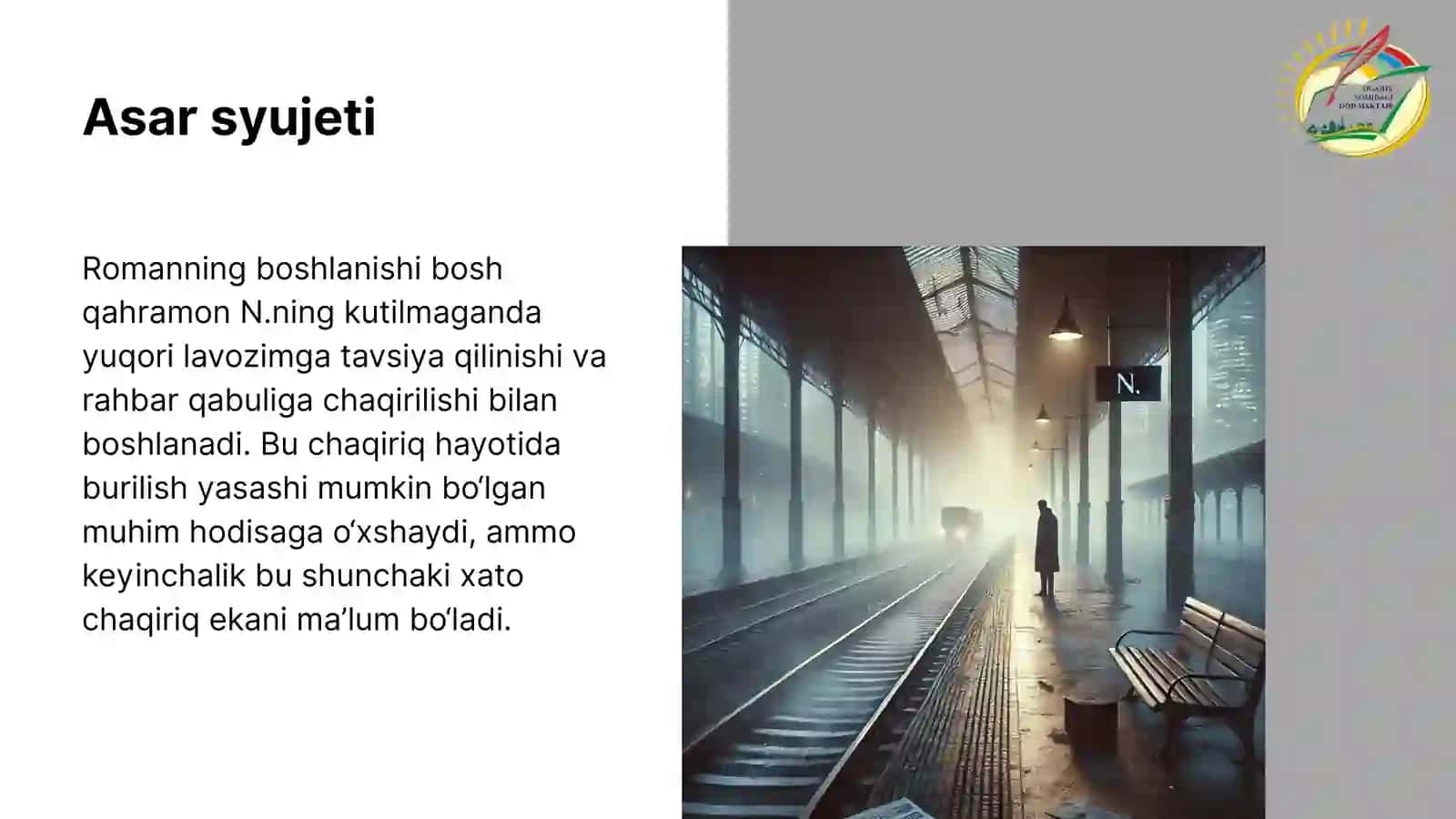 Nazar Eshonqulning "Goʻr oʻgʻli" asari boʻyicha taqdimot 4