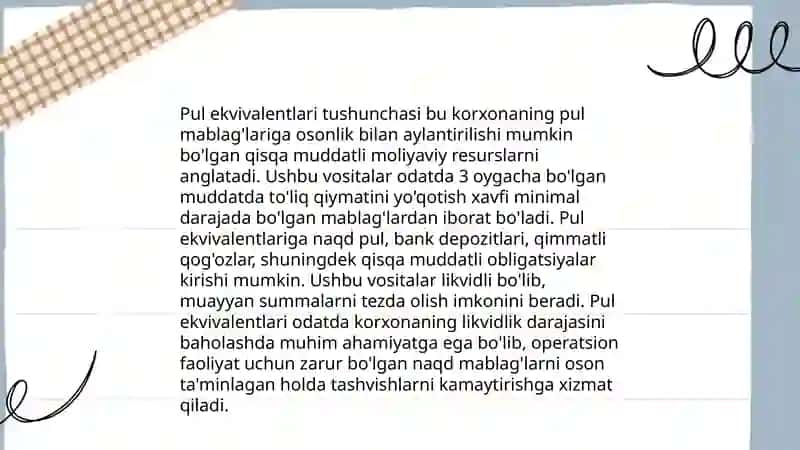 Pul mablag'lari va pul ekvivalentlari 4