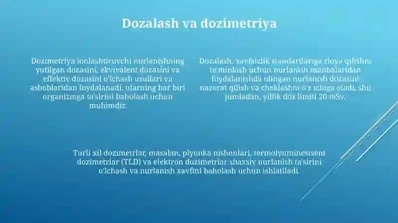 Radiatsiadan foydalanish qoidalari va himoyalanish 4