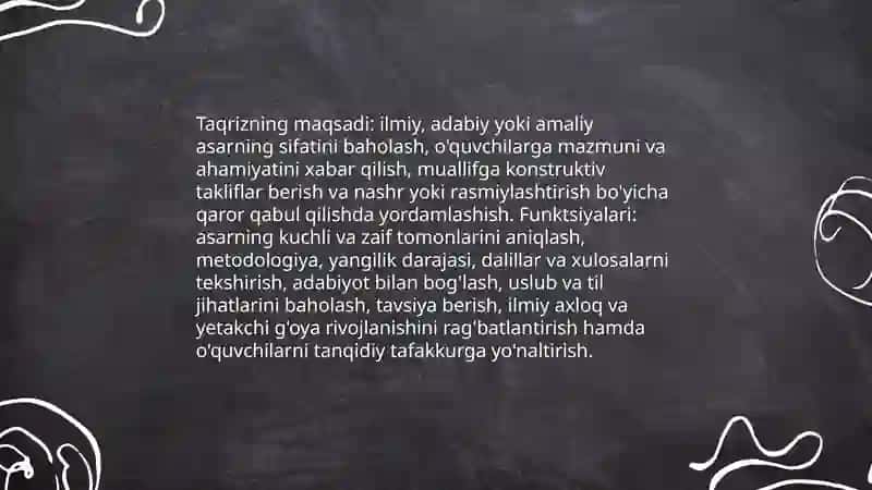 Taqriz matni. Taqrizning turlari 4