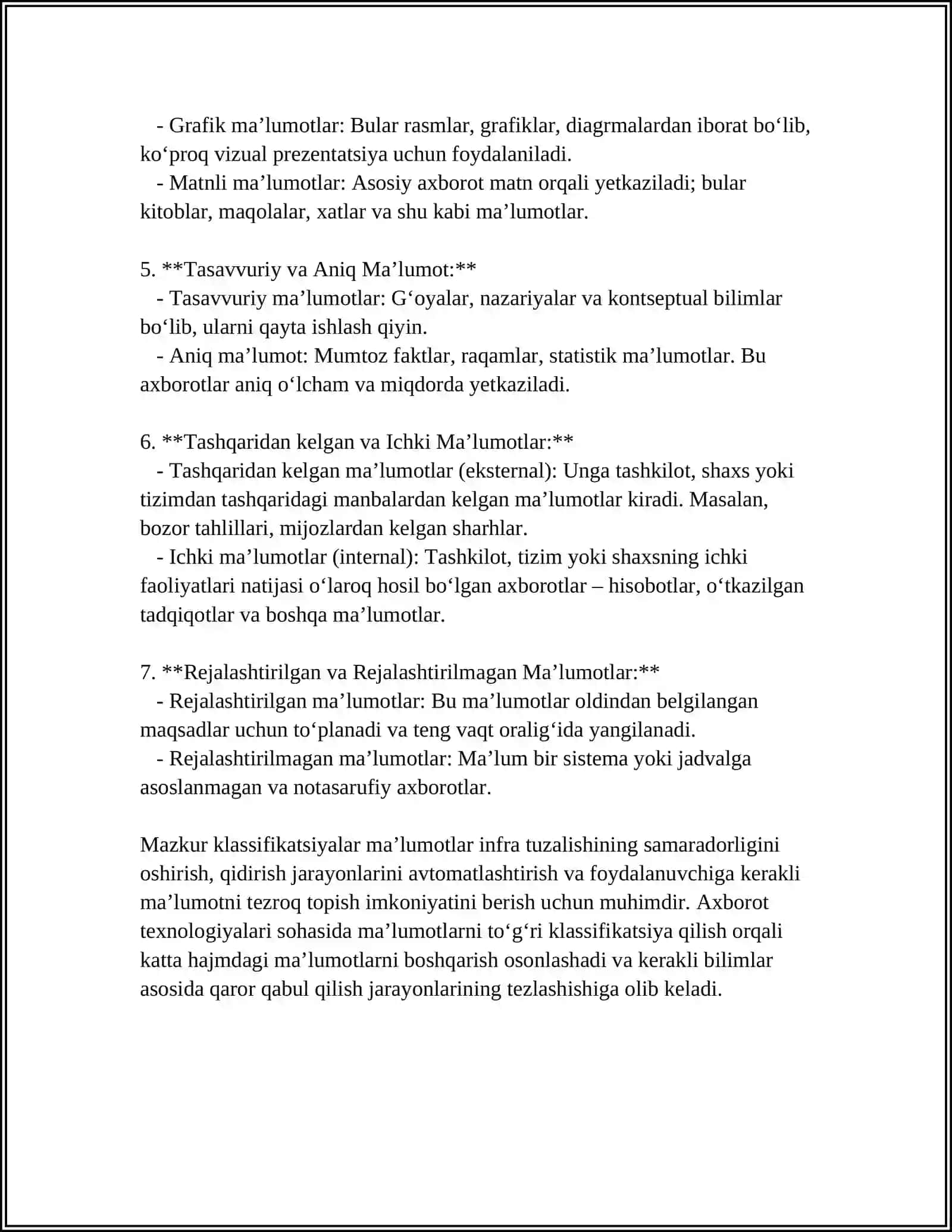 Malumotlarning Sozlangan Turlari 4