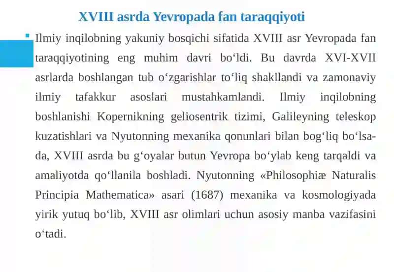 XVIII-XIX asrlarda Yevropa da fan va texnika ning rivojlanishi 4