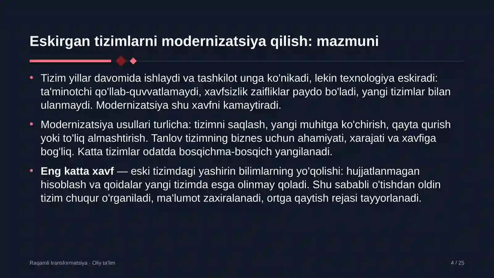 Ekstremal turizmda eskirgan axborot tizimlarini modernizatsiya qilish 4