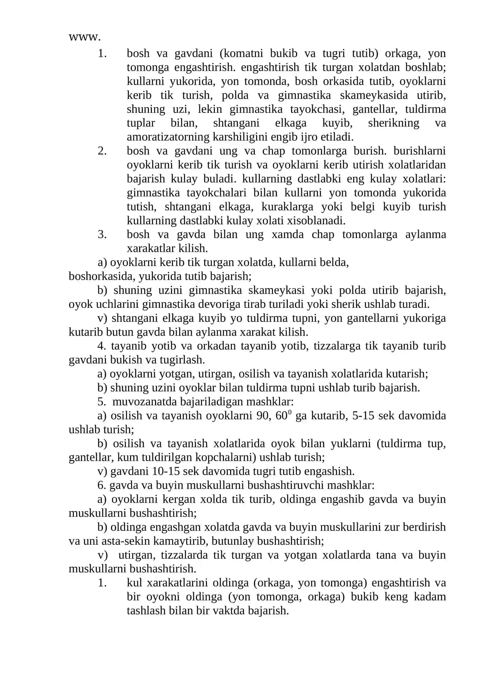 Gimnastika mashqlarining tasnifi 4